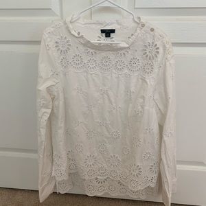 J Crew Long Sleeve Eyelet Top Sz 14
